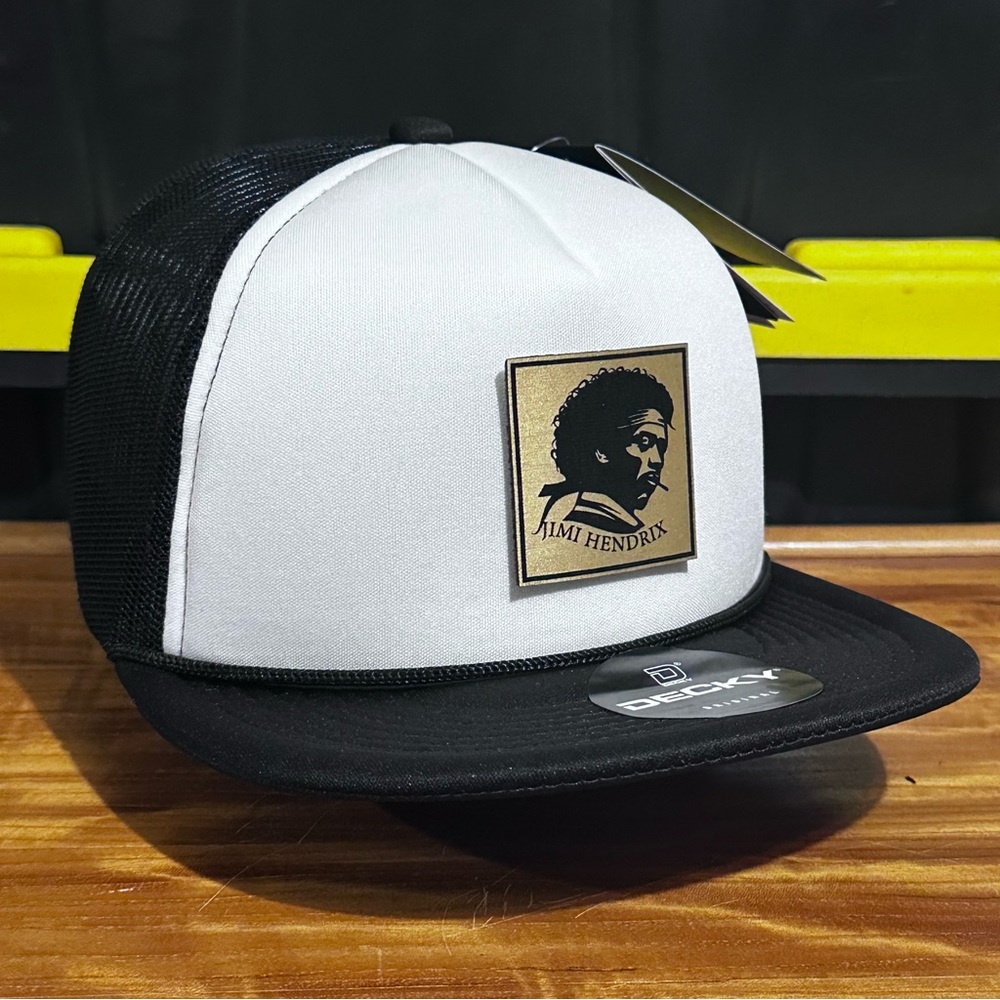 Men's Jimi Hendrix Trucker Hat Snapback foam Trucker Baseball Cap Black/ White